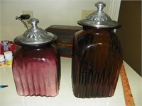 Pair of Amethyst cannisters with lids