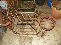 MIsc lot of metal planters and plant stands