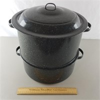 Large Graniteware Steamer Pot 15 & 1/2"H