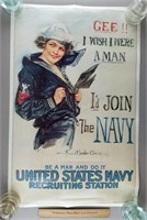 US Navy Repro WWII Poster " I Wish I Were a Man"