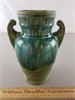 Vintage Dripware Green/Blue Vase 8" H