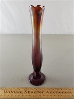 Dugan Glass Purple Carnival Bud Vase 8 & 7/8"H