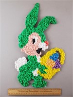 Vintage Melted Plastic Popcorn Easter Bunny 21" H