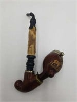Hand Carved Wooden Bohemian Pipe With Brass Buck