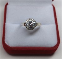 Sterling White Sapphire Unique Setting Ring