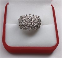 Sterling White Sapphire 4 Row Band