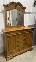 (L) Vtg. Carved Oak Chest of Drawers With