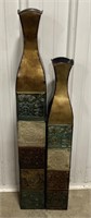(AY) 
Pair of Metal Suzanna Tile Vases (
Approx