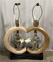 (BN) 
Pair of Plaster Dancer Table Lamps
