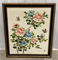 (AY) 
Floral Oriental Painting with Bamboo