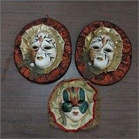 Lot of 3 Mardi Gras Venetian Mask Wall Hangings