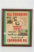 FRAMED WHITE ROSE PAPER ADVERTISMENT