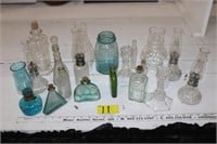 Misc glass lamps & bottles