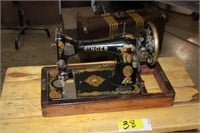 Antique Singer Sewing Machine & wooden cover