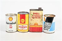 4 SHELL MOTOR OIL CANS