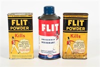 3 FLIT POWDER CANS AND HOUSEHOLD DEODORANT CAN