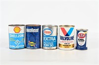 5 ASSORTED MOTOR OIL CANS