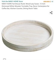 MSRP $39 Round Wood Spinning Lazy Susan Tray