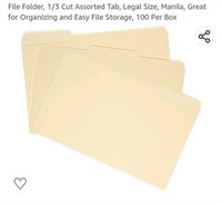 MSRP $26 Legal File Folders 100 in box