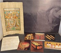 Egyptian postcard & papyrus bundle
