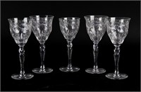 5 Antique HAWKES 7.5” Wine Glasses Stemware