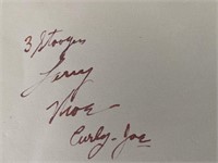 The Three Stooges original signature sheet