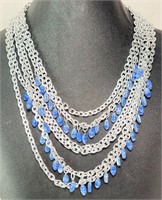 Blue Beaded Chain Necklace