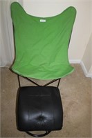 Metal Folding Chair & Footstool