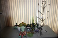 Article Flowers, Plant Stand, Planters, & Candles