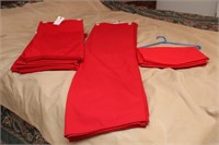 9 RED TABLE CLOTHS, SIZE 54" X 54"