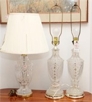 2 CRYSTAL PATTERN GLASS LAMPS