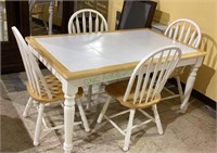 Oak and laminated harvest style kitchen table