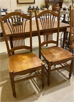 Matching pair of oak dining chairs - some hardware