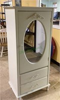 White wood laminate vanity dresser - door opens to