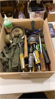 Box lot of tools including pneumatic cutters,