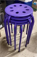 Lot of four plastic and metal youth school stools.