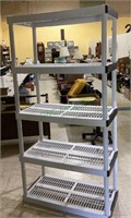 Five tier plastic shelf rack measures 72 x 36 x
