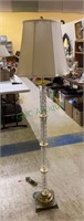 Vintage gold tone metal and glass floor lamp
