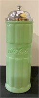 Coca-Cola jadeite straw dispenser with stainless