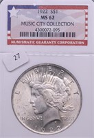 1922 NGC MS62 PEACE DOLLAR