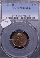 1911 D PCGS MS63RB LINCOLN CENT
