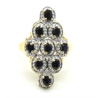 $220 Gold plated Sil Blue Sapphire White Topaz(2.7