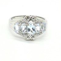 $240 Silver Blue Topaz(1.35ct) Ring