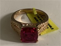 Lab created pink sapphire stainless steel  ring