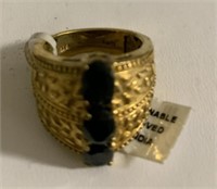 Black sapphire 3 stone ring