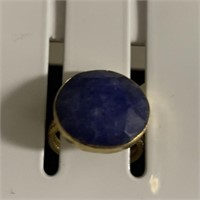 Enhanced sapphire goldtone ring (size 9)