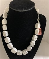 White howlite Silvertone necklace(180in) TGW