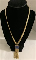 Lapis lazuli plated YG stainless steel necklace