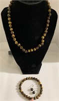 African tigers eye earing and neckless