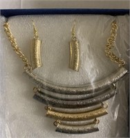 earrings and layered bar necklace (18 in)